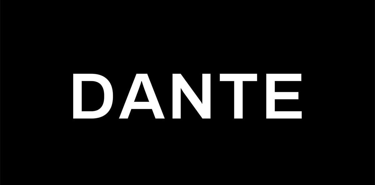 White letters on black background - Dante
